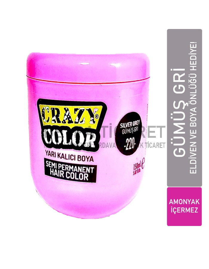 CRAZY%20Color%20Yarı%20Kalıcı%20Saç%20Boyası%20Gümüş%20Gri